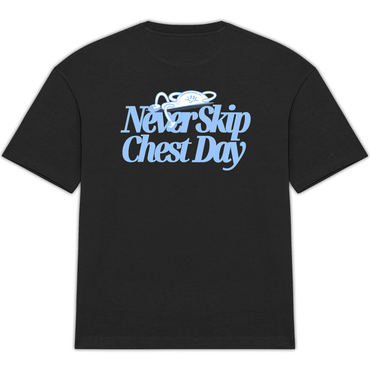 Never Skip Chest Day Oversized Tee - Arctic Blue